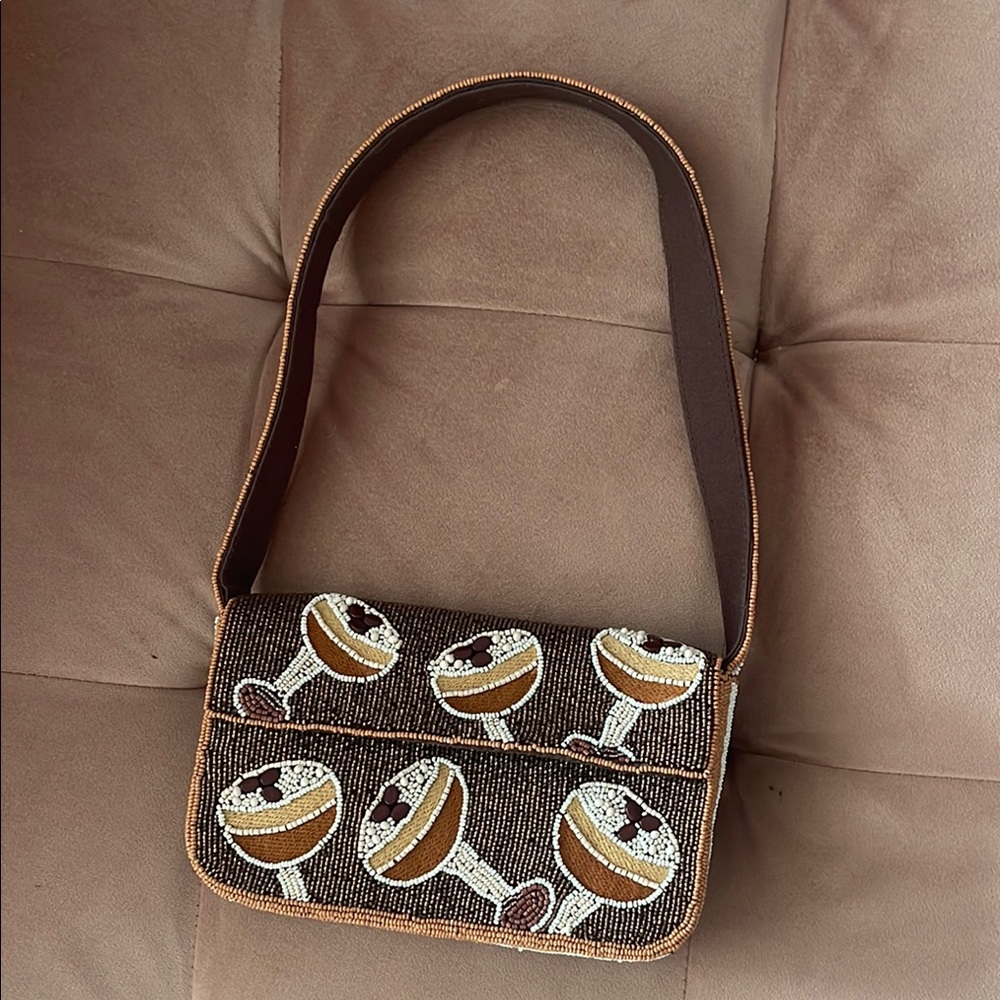 Beaded Brown Cocktail Design Women's Bag